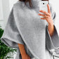 High Neck Asymmetrical Hem Cape shaped Wrap Sweatshirt