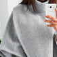 High Neck Asymmetrical Hem Cape shaped Wrap Sweatshirt