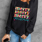 Black Merry Christmas Painted Crew Neck Graphic Sweatshirt