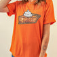 Orange Pumpkin Pie Graphic Cuffed Sleeve Crew Neck Tee