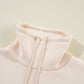 Apricot Drawstring Turtleneck Dolman Sleeve Sweatshirt