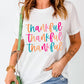 White Thankful Printed Crewneck Thanksgiving T Shirt