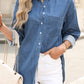 Beau Blue Solid Color Oversized Patched Pocket Buttoned Shirt