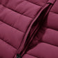 Burgundy Plush Collared Quilted Zipped Puffer Vest