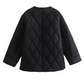 Black Quilted Side Pockets Snap Button Puffer Jacket