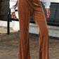 Chestnut Solid Color High Waist Flare Corduroy Pants