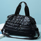 Black Quilted Puffy Large Capacity Waterproof Duffel Bag