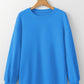 Sky Blue Solid Color Drop Shoulder Long Sleeve Basic Sweatshirt