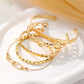 Gold Heart Plated Multi Layer Open Cuff Bracelet Set