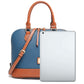 Ashleigh Blue Color Contrast PU Leather Zipper Tote Bag