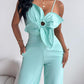 Floral Pattern Pocket Design Hollow Out Jumpsuit