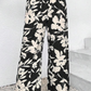 Black Floral Print Smocked High Waist Wide Leg Pants