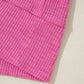 Bright Pink Textured Colorblock 3/4 Sleeve Oversize Top