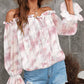 Off Shoulder Floral Print Lantern Sleeve Top