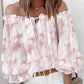 Off Shoulder Floral Print Lantern Sleeve Top