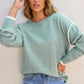 Moonlight Jade Colorblock Contrasting Edge Crewneck Sweater