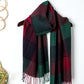 Racing Red Classic Christmas Plaid Fringed Scarf