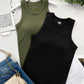 2 Piece Built in Bra Crewneck Tank Top Terry Towelling Lined Sleeveless Slim Fit Layering Shirt Tops