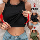 2 Piece Built in Bra Crewneck Tank Top Terry Towelling Lined Sleeveless Slim Fit Layering Shirt Tops