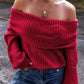 Racing Red Off-the-shoulder Knit Sweater