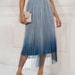 Ombre Sheer Mesh Patch A Line Pleated Glitter Skirt