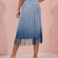 Ombre Sheer Mesh Patch A Line Pleated Glitter Skirt