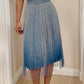 Ombre Sheer Mesh Patch A Line Pleated Glitter Skirt