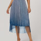 Ombre Sheer Mesh Patch A Line Pleated Glitter Skirt