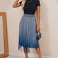 Ombre Sheer Mesh Patch A Line Pleated Glitter Skirt