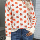 White Fall Leaves Pattern Crew Neck Sweater