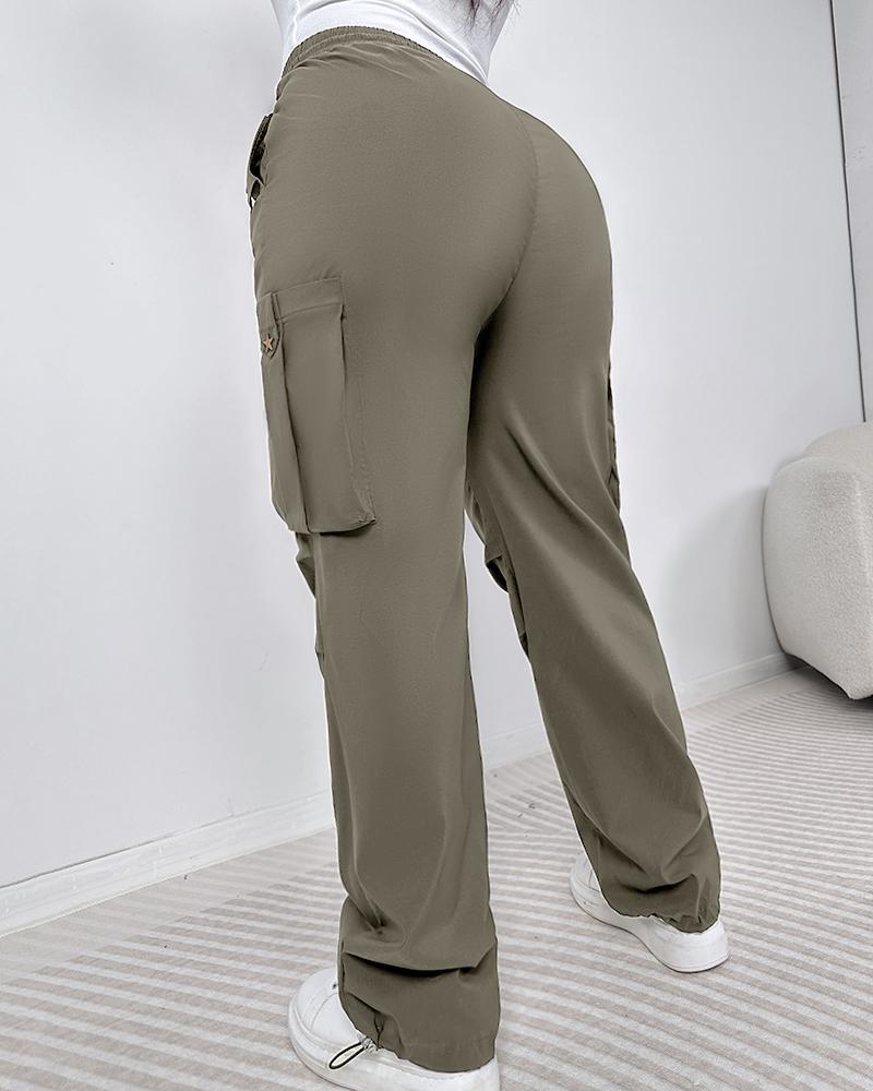 Drawstring Pocket Design Cargo Pants