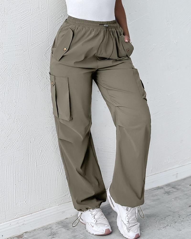 Drawstring Pocket Design Cargo Pants