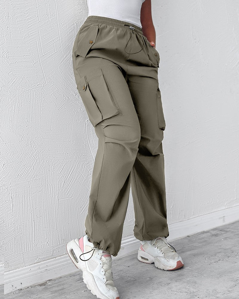 Drawstring Pocket Design Cargo Pants