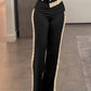 Contrast Sequin Bandeau Strapless Jumpsuit Button Decor Casual Wide Leg Rompers