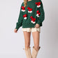 Blackish Green Christmas Bowknot Decor Crewneck Pullover Sweatshirt