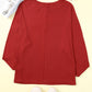 Red Solid Color Patchwork Long Sleeve Top