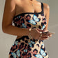 Leopard Butterfly Print One Shoulder Sleeveless Bodycon Dress Sexy Hollow out Slim Fit Dress