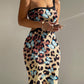 Leopard Butterfly Print One Shoulder Sleeveless Bodycon Dress Sexy Hollow out Slim Fit Dress