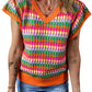 Orange Multi Flutter Sleeve Knitted Sweater Top