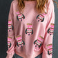 Pink Sequin Nutcracker Graphic Drop Shoulder Christmas Sweatshirt