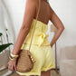 2 Pieces Summer Outfits V Neck Button Front Sleeveless Tank and Casual Pocket Design Shorts Set