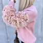 Contrast Sequin Fluffy Detail Long Sleeve Knit Sweater Casual Pullover Top