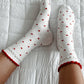 White Ruffled Heart Pattern Cotton Socks