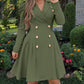 Notched Collar Puff Sleeve Double Breasted Cinch Waist Mini Dress Elegant Dress