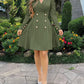 Notched Collar Puff Sleeve Double Breasted Cinch Waist Mini Dress Elegant Dress