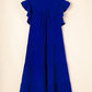 Bluing Ruffled Short Sleeve Collared V Neck Tiered Midi Dress