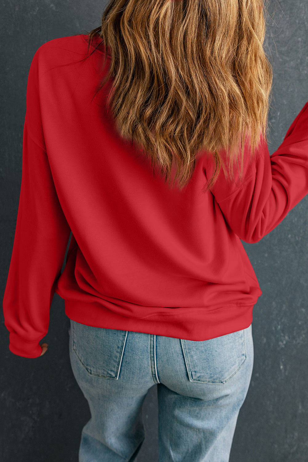 Red MERRY & BRIGHT Drop Shoulder Crewneck Sweatshirt