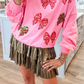 Bonbon Sequin Bowknot Patched Graphic Christmas Sweatshirt