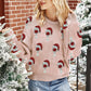 Light Pink Cheer for Christmas Round Neck Casual Sweater