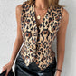 Leopard Pattern V Neck Allover Sequin Jacket Front Button Casual Coat